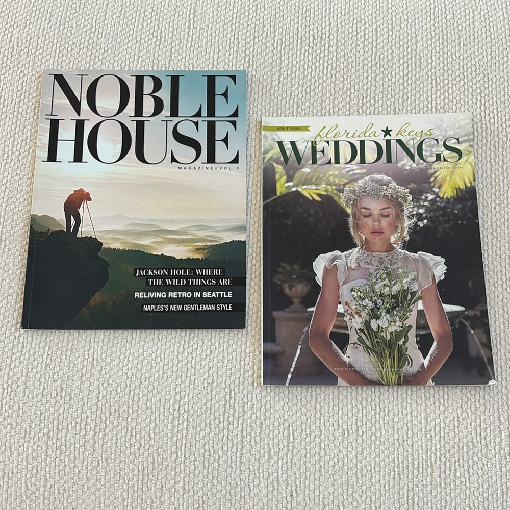 Noble house and Florida keys weddings bundle of 2 magazine tabletop